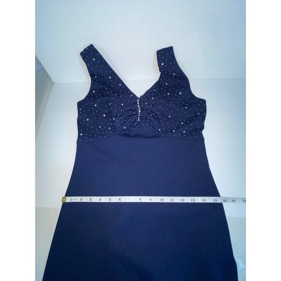 Vintage 70's Hand Made One of a Kind Womens Blue Evening Gown with Beaded Bodice - Picture 8 of 9